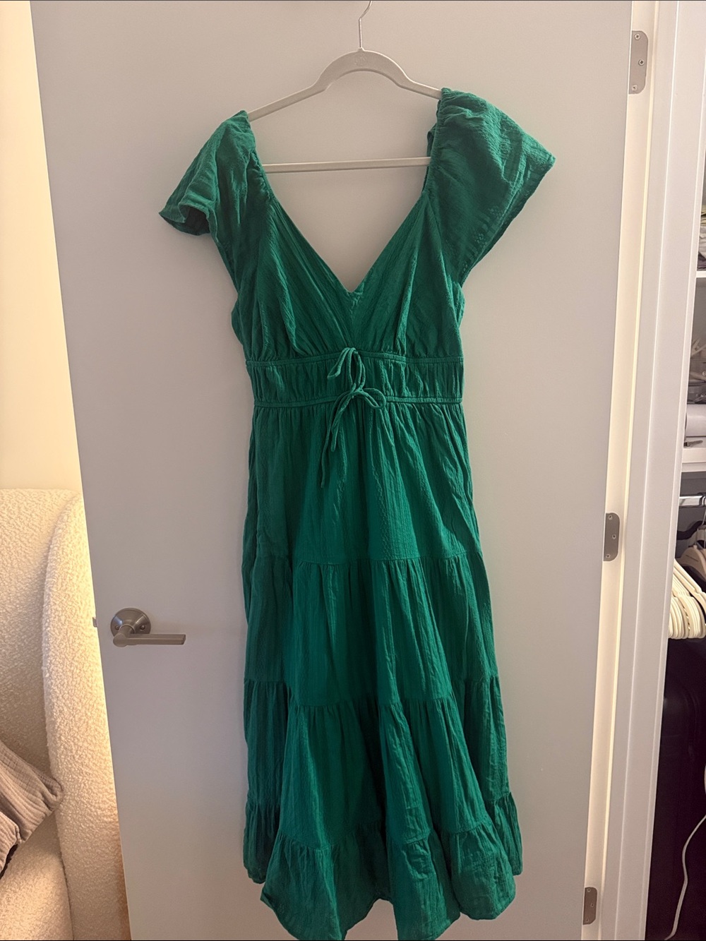 Greylin Emerald Green V-Neck Tiered Maxi Dress